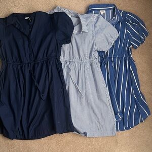 J.Crew Factory Navy and Blue Striped Dresses